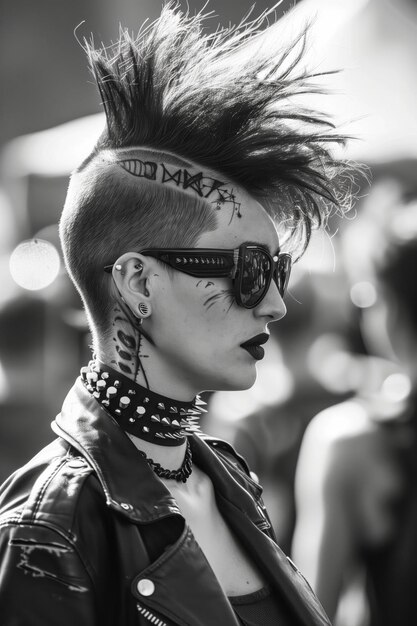 Photo woman with mohawk at rock festival