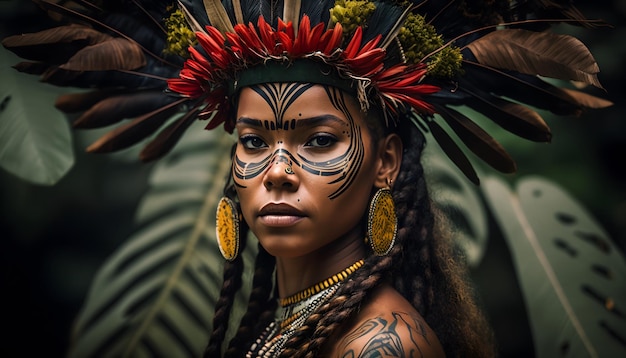 A woman with a native american tattoo on her face