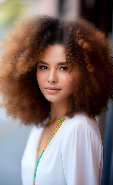 A woman with a natural hair style