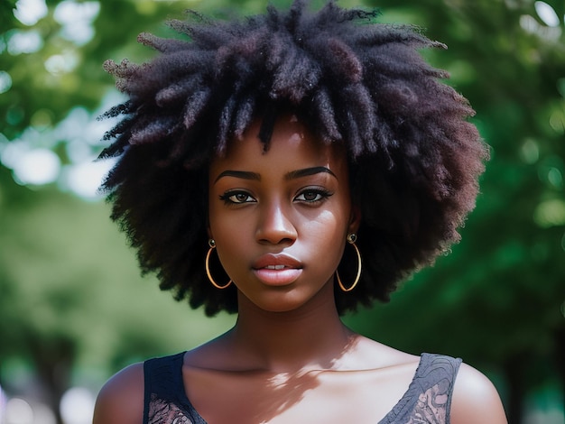 A woman with a natural hair style