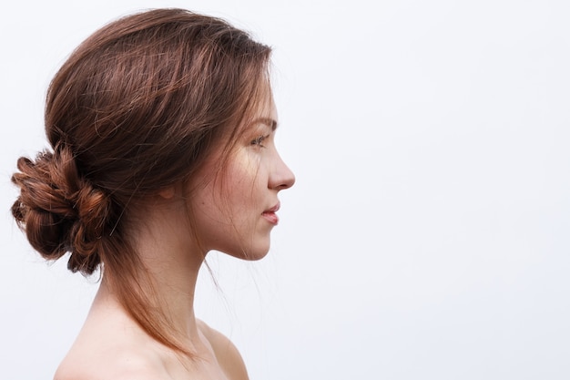 Woman with natural makeup and hairstyle