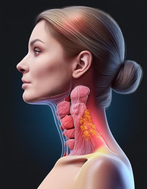 a woman with a neck and neck showing the muscles of the neck