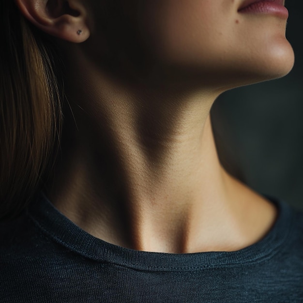 Photo a woman with a neck that has a neck that has a v neck