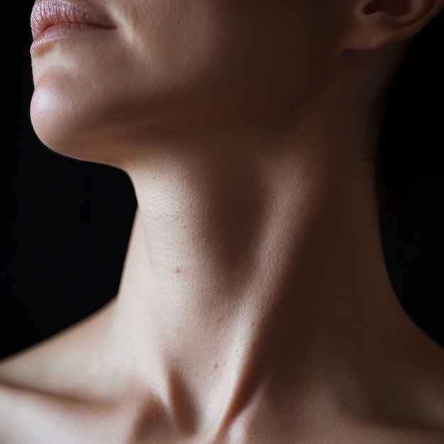 a woman with a neck that has a spot on it