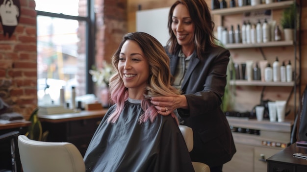 The woman with new hairstyle