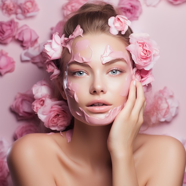 Photo a woman with a painted face and a flower on her face