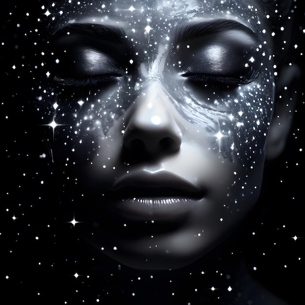 Photo a woman with a painted face and the stars on her face