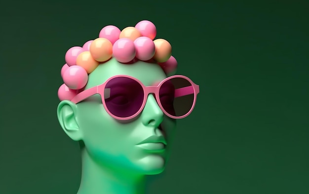 A woman with pink sunglasses and pink sunglasses