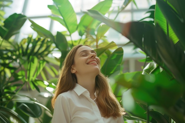 Woman with plants