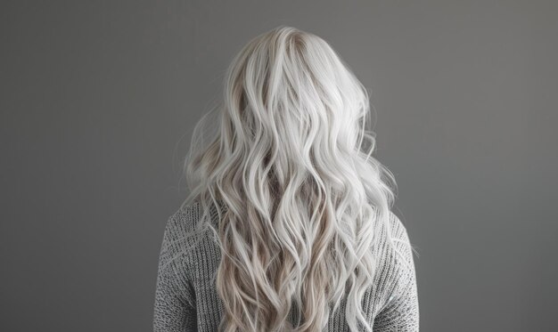 Photo a woman with platinum blonde hair styled in loose waves cascading down her back