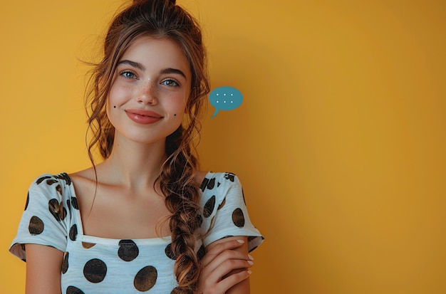 a woman with a polka dot shirt and polka dots on her face