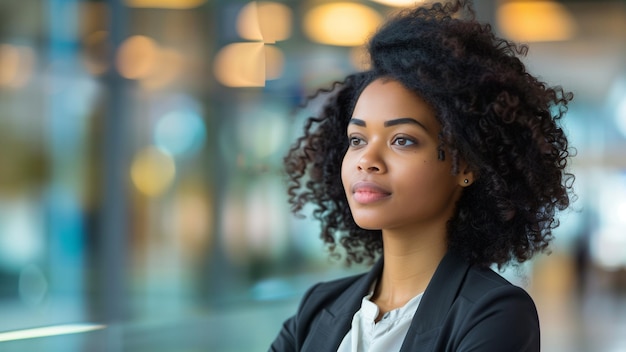 a woman with proud face looking for the future