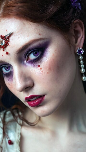 Photo a woman with purple eyes and a purple eye and a purple eye