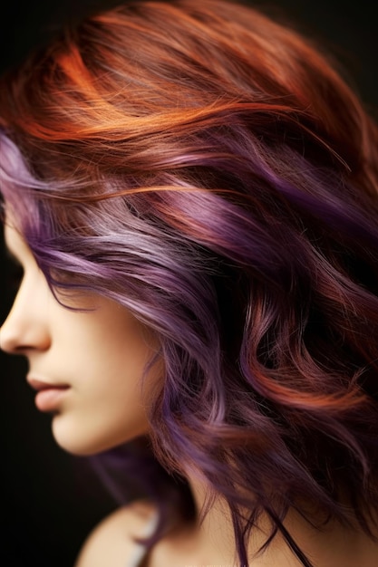 A woman with purple and orange hair