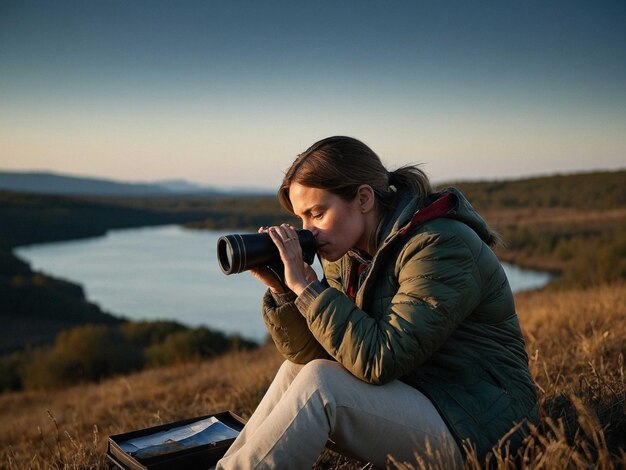 a woman with a quilting Leaning forward with a pair of 1_1