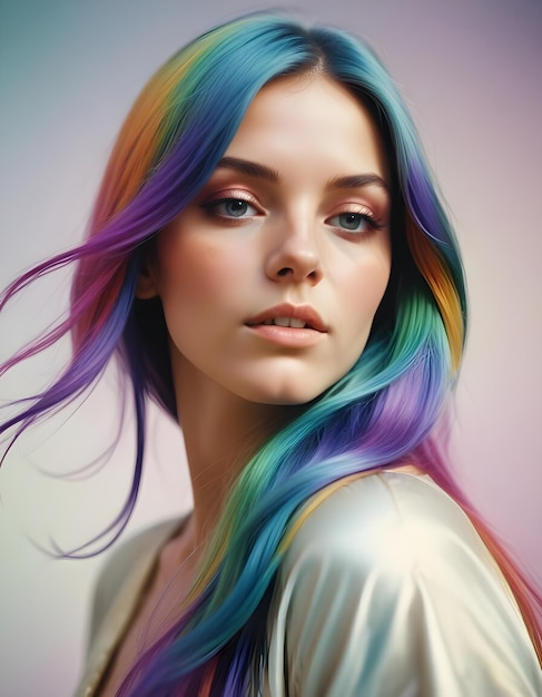 a woman with rainbow hair and a picture of a woman with rainbow hair