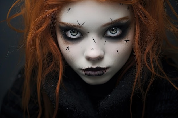 A woman with red hair and black makeup