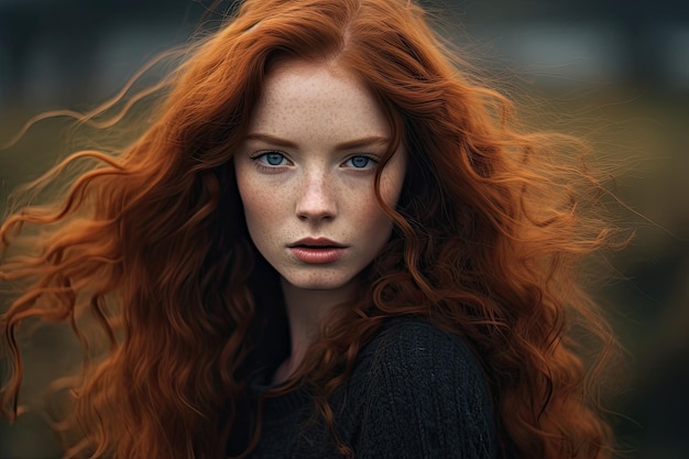 a woman with red hair and freckles