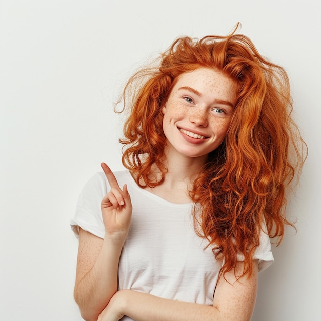 Photo a woman with red hair has a sign that says  shes a good friend