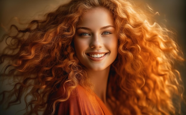 A woman with red hair and a smile