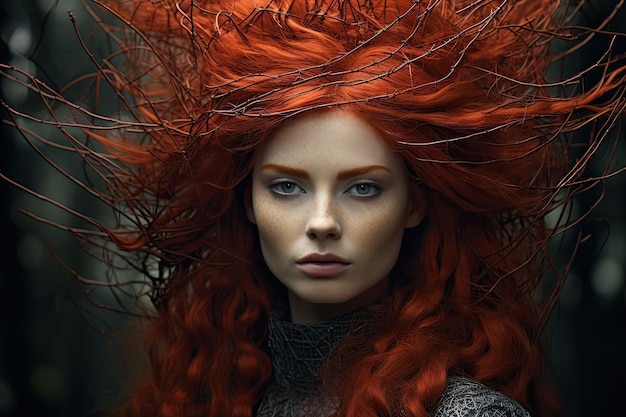 a woman with red hair