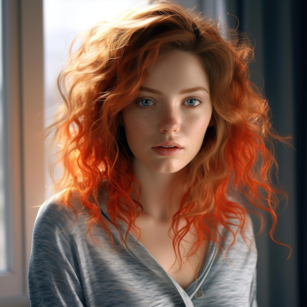 a woman with red hair