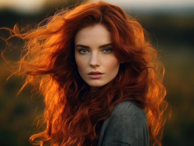 a woman with red hair