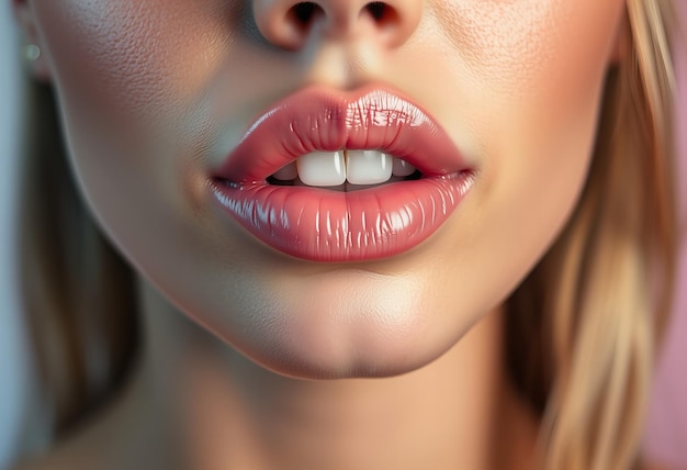 Photo a woman with a red lip and a white lip