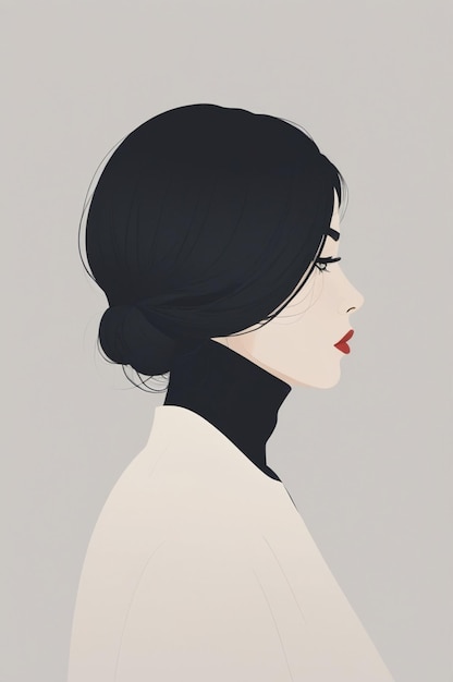 a woman with a red lips and a black hair with a red lipstick