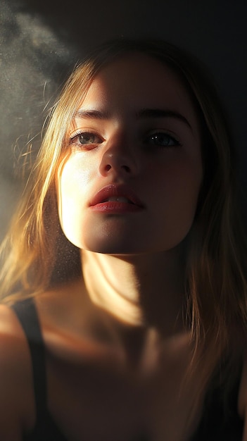 Photo a woman with a red lips and a black tank top