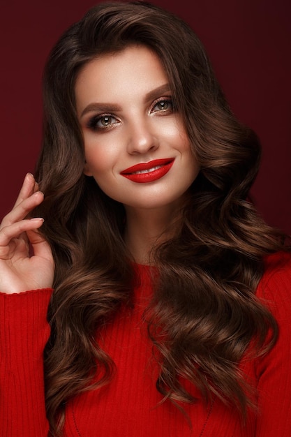 Woman with red lips