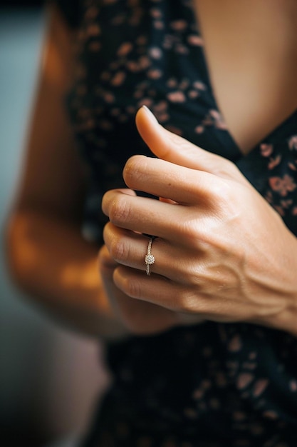 a woman with a ring on her finger