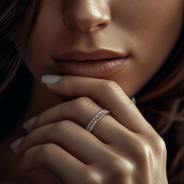 a woman with a ring on her finger