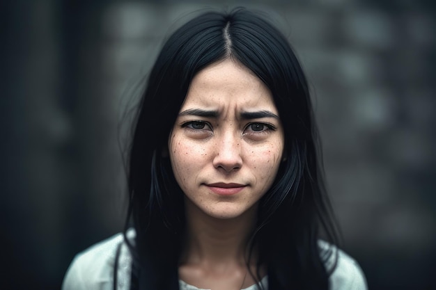 A woman with a sad expression on her face