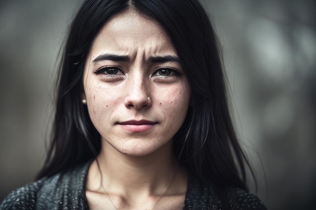 A woman with a sad expression on her face