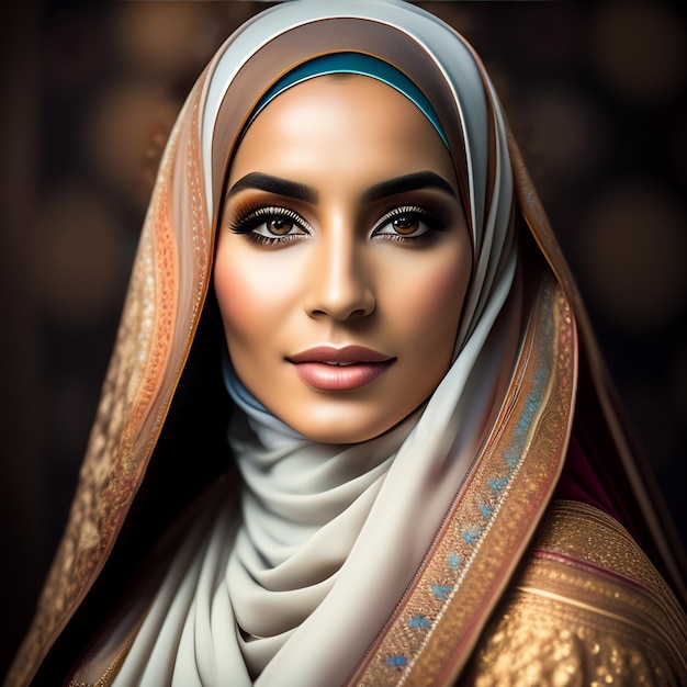 A woman with a scarf on her head and the word hijab on the front.