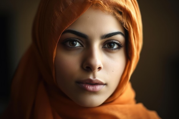 A woman with a scarf on her head