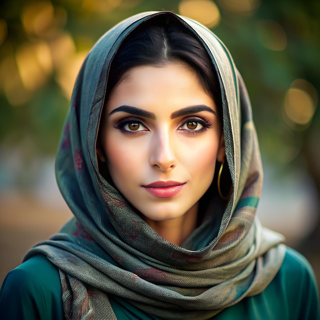 a woman with a scarf that says natural on it