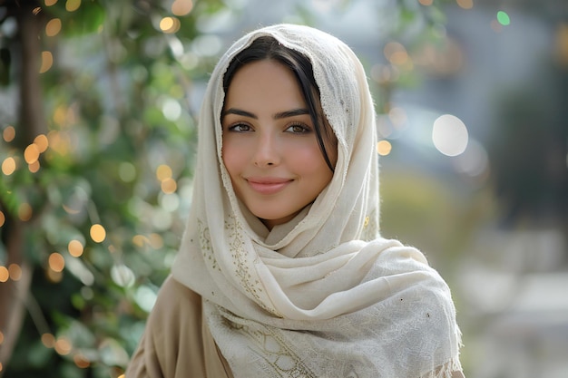 a woman with a scarf that says  natural