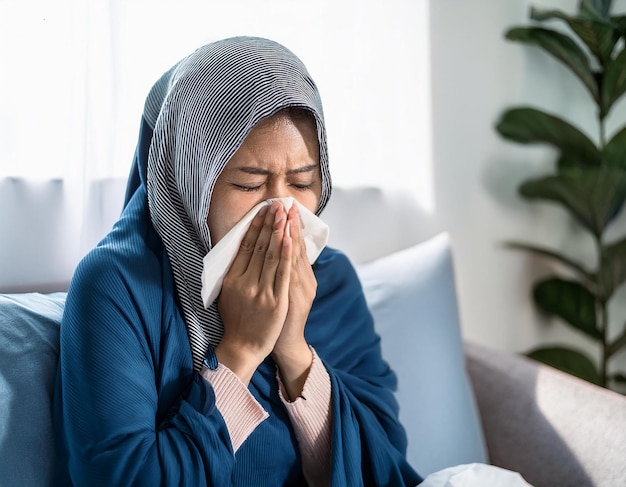 Photo a woman with a scarf that says no smoking