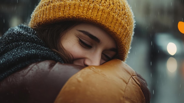 a woman with a scarf wrapped around her neck