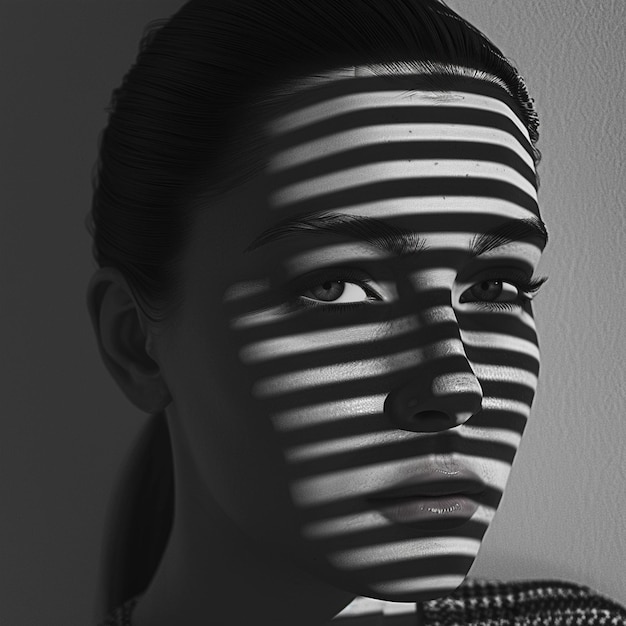 a woman with the shadows drawn on her face and the shadows are drawn on the face