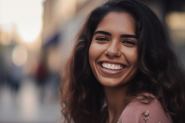 A woman with a smile on her face