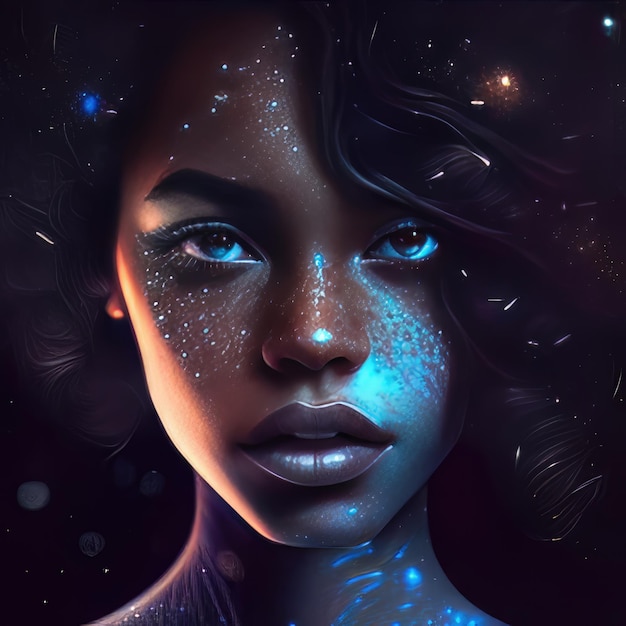 A woman with the stars on her face