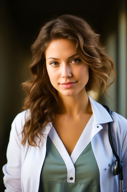 Woman with stethoscope on her shoulder Generative AI