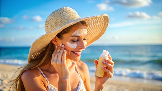 a woman with a straw hat and a sun hat on her head