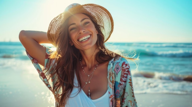 A woman with a straw hat