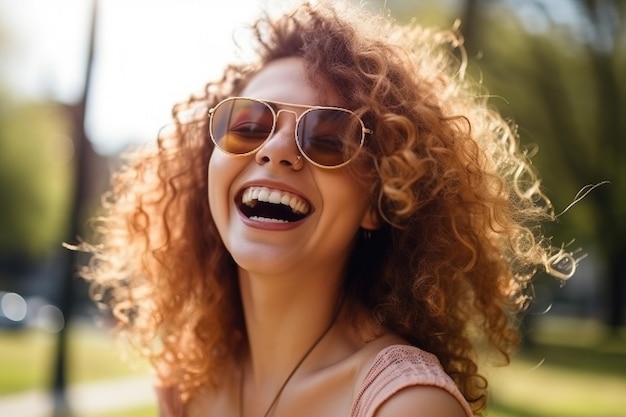 A woman with sunglasses that says'i'm a girl '