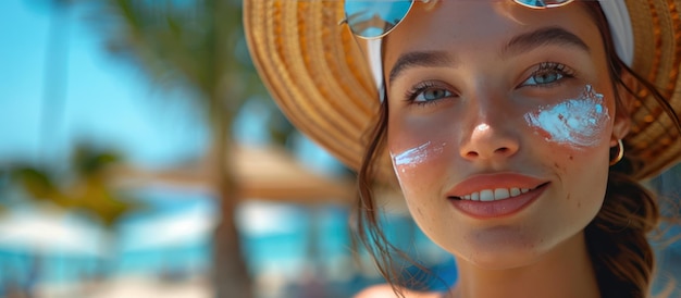 Woman with Sunscreen on Her Face