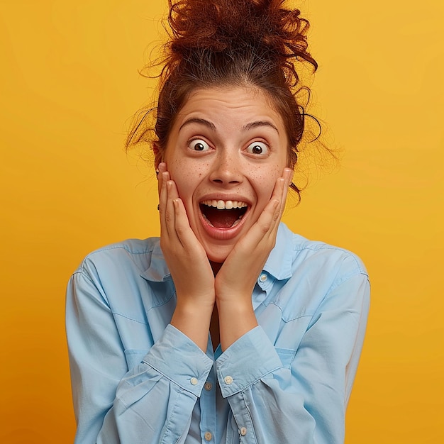 a woman with a surprised expression on her face is making a funny face